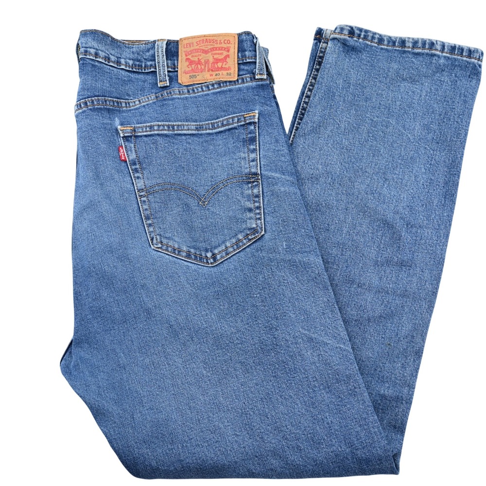 Levi's 505 Mens Regular Straight Jeans W40 L32 Medium Wash Blue 00505-1454